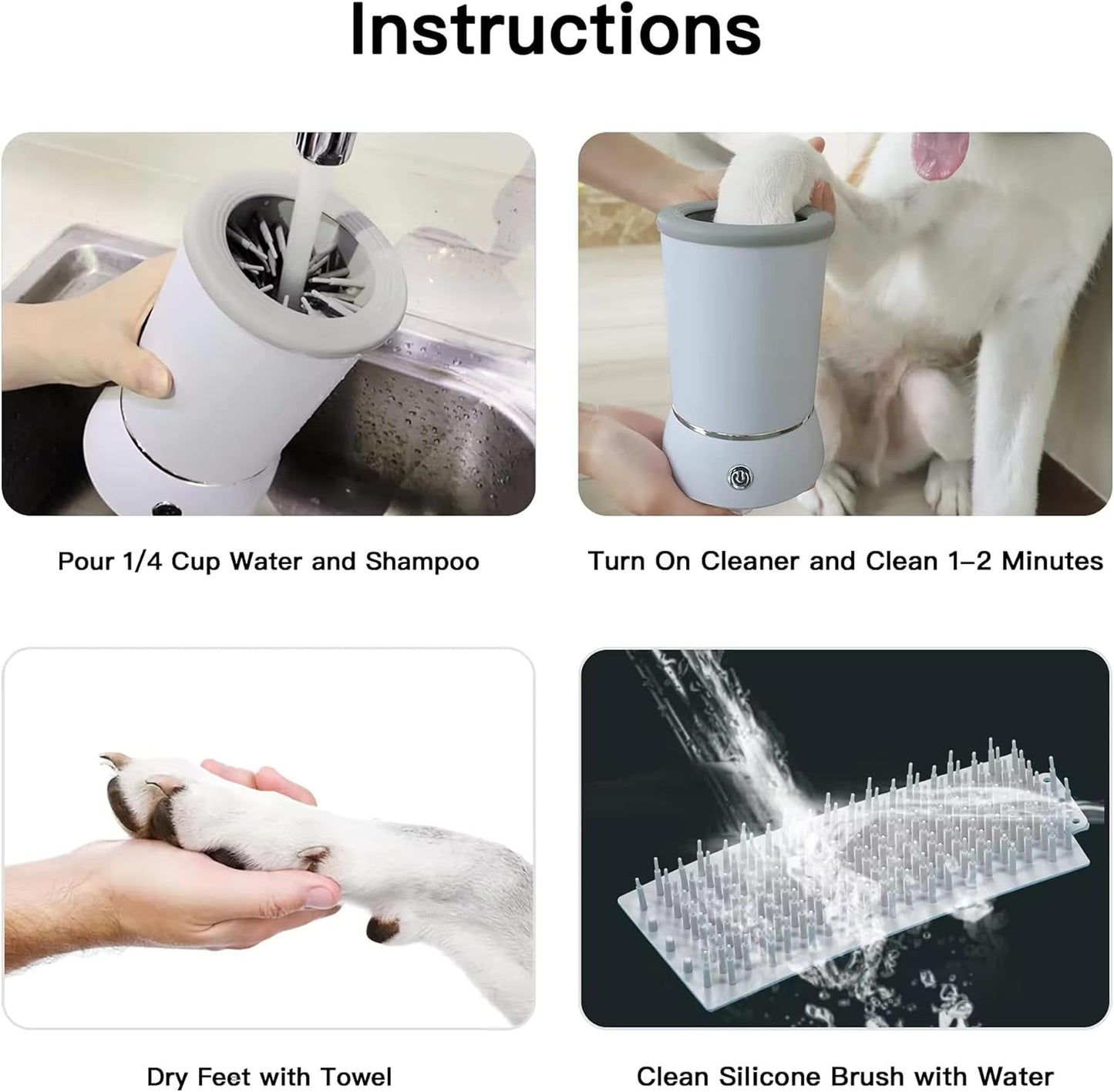 Pawsitively Clean Automatic Pet Paw Washer - Pink - USB Rechargeable