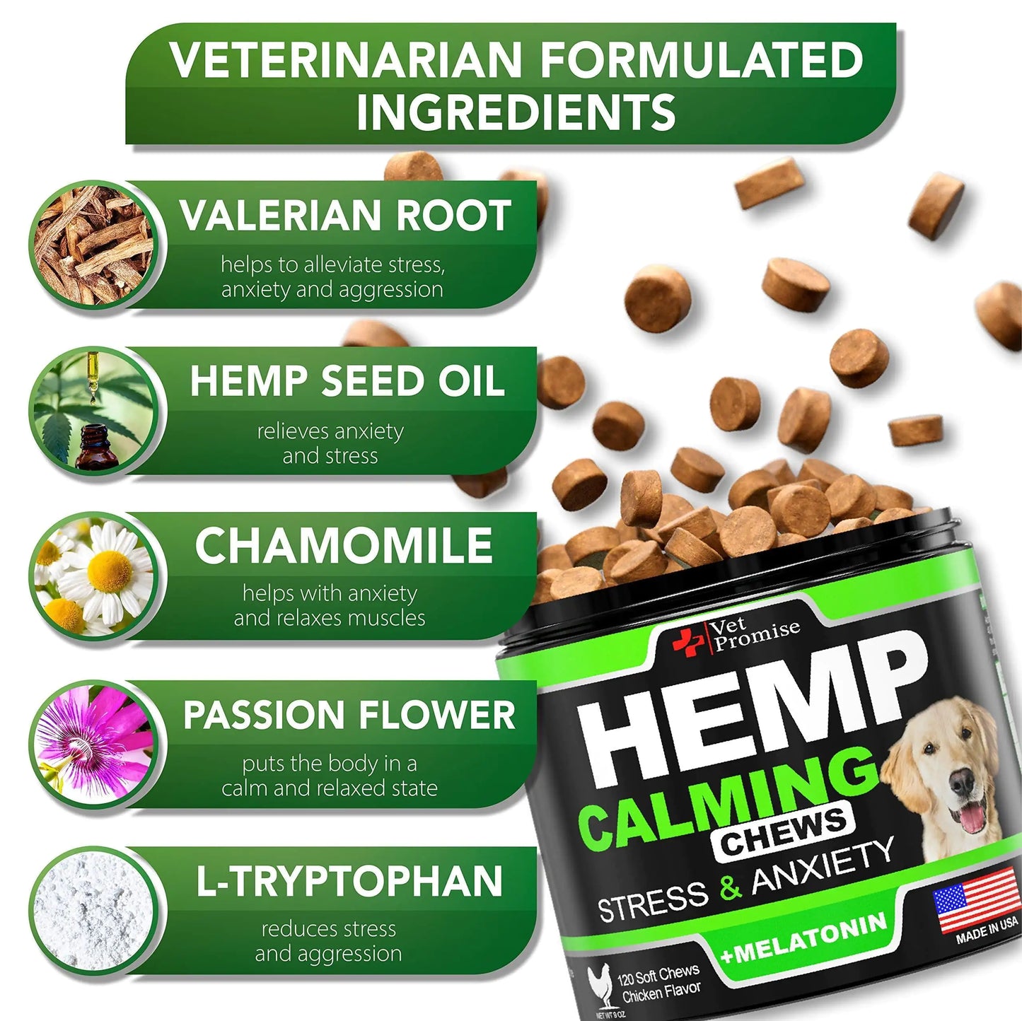 Hemp Calming Chews for Dogs Anxiety and Stress