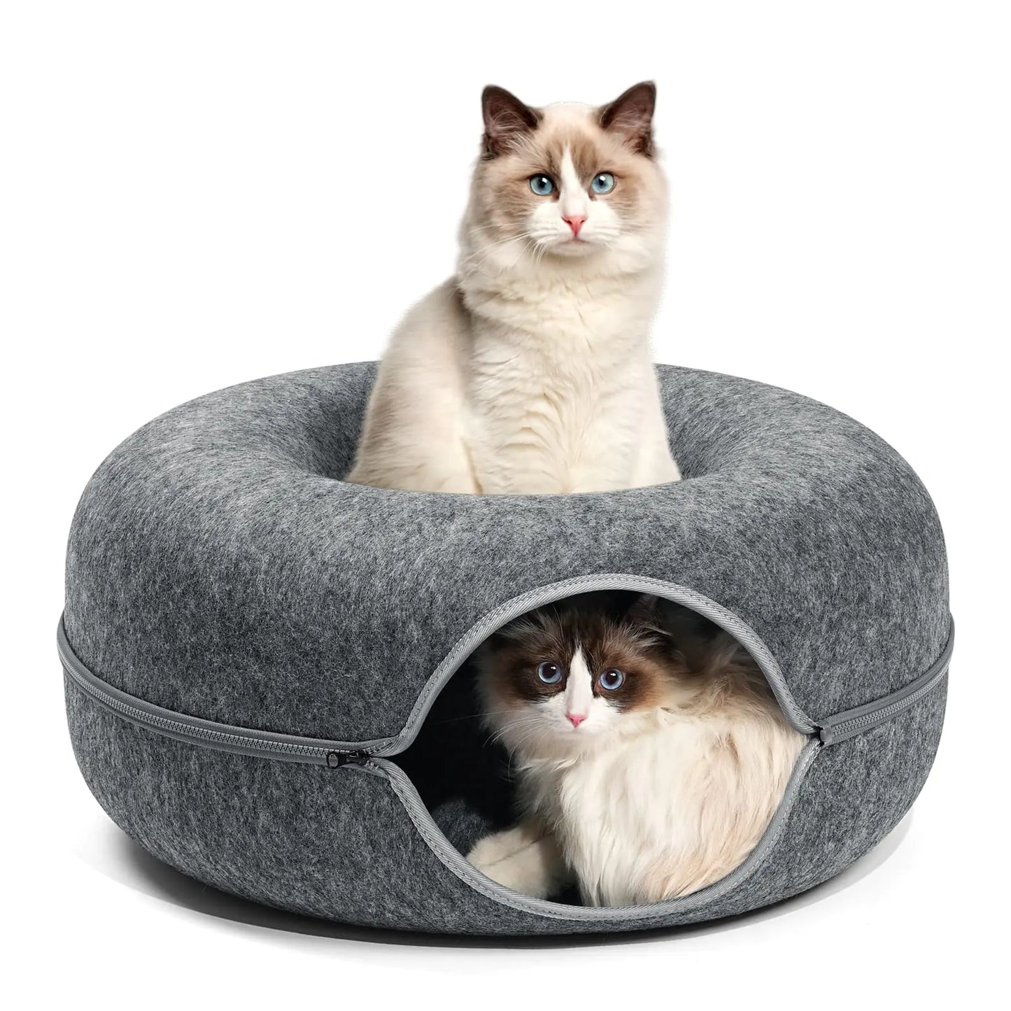 Feline Play & Snooze Tunnel Bed - 20" Dark Grey
