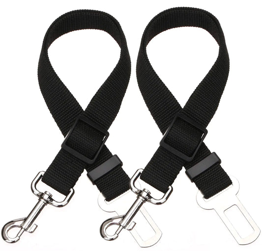 Elisel 2-Pack Adjustable Pet Seat Belt – Dog & Cat Car Restraint (Black)