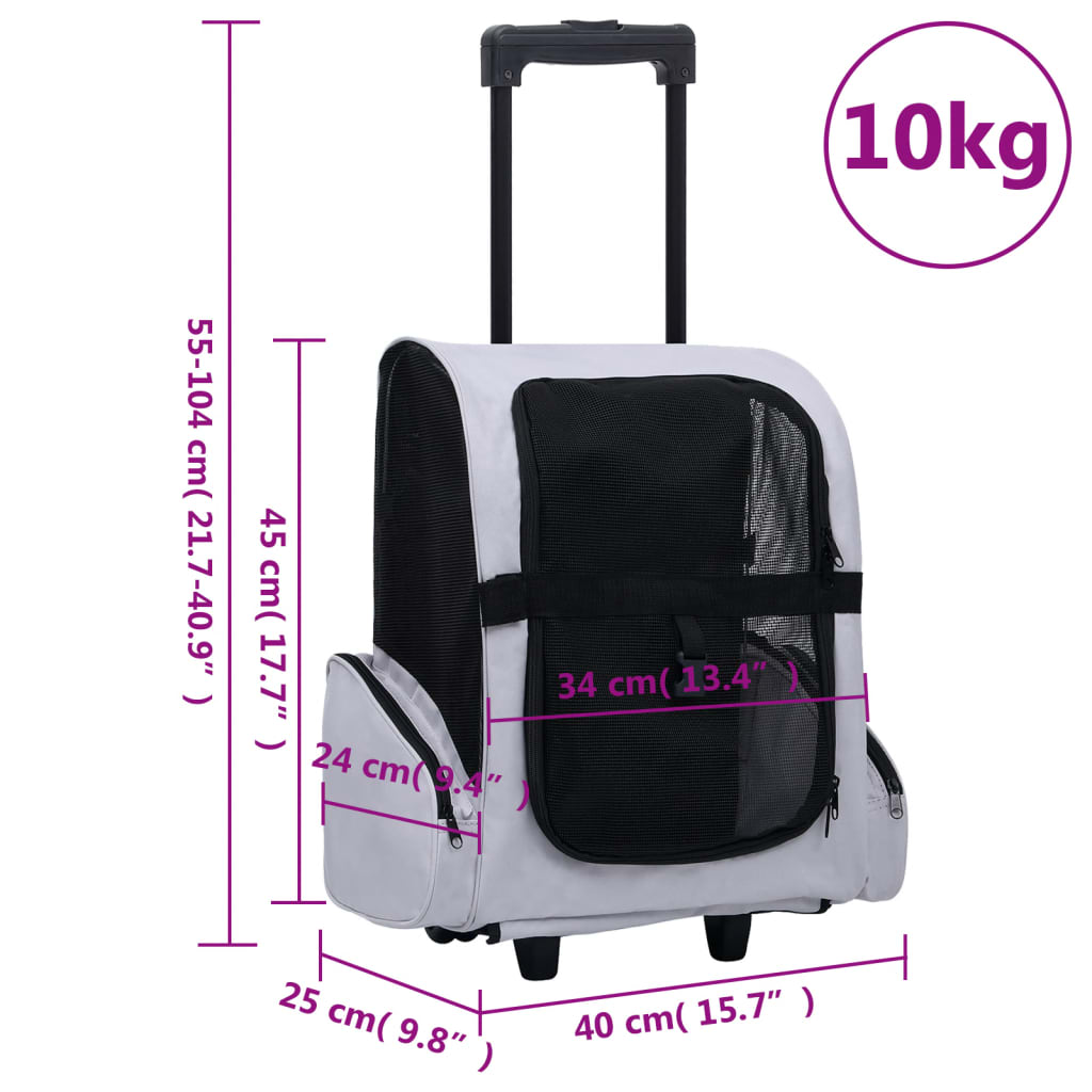 vidaXL Pet Trolley Foldable Cat Dog Carrier Travel Stroller Crate Backpack-2