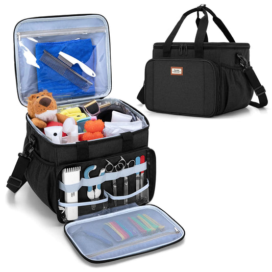 CURMIO Pet Grooming Tote – Black Organizer Bag (Bag Only)