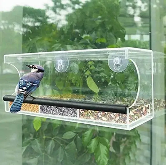 Window-Mount Transparent Bird Feeder – Up-Close Backyard Birdwatching 🪟🐤
