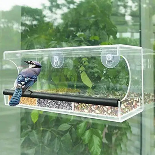 Window-Mount Transparent Bird Feeder – Up-Close Backyard Birdwatching 🪟🐤