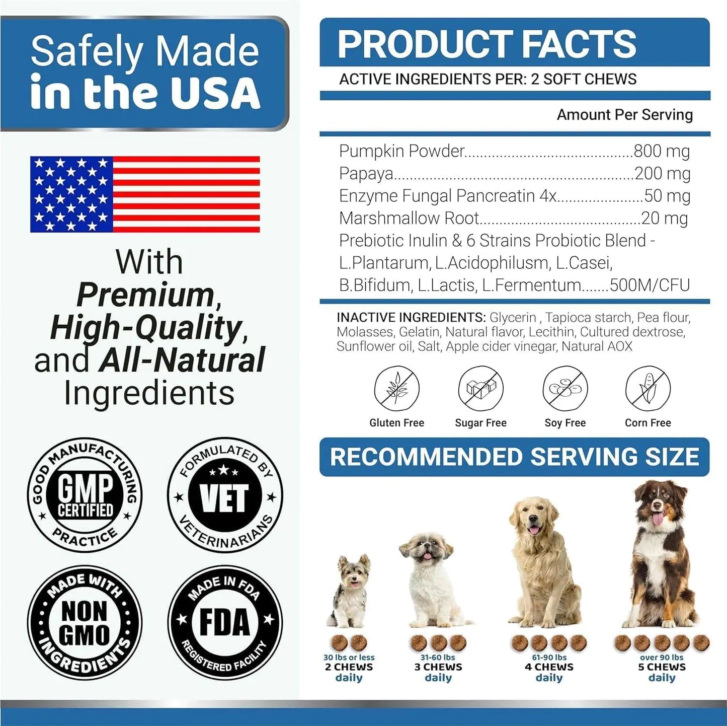 2 Pack Probiotics Digestive Enzymes Dog Probiotics Treats 340 Chews