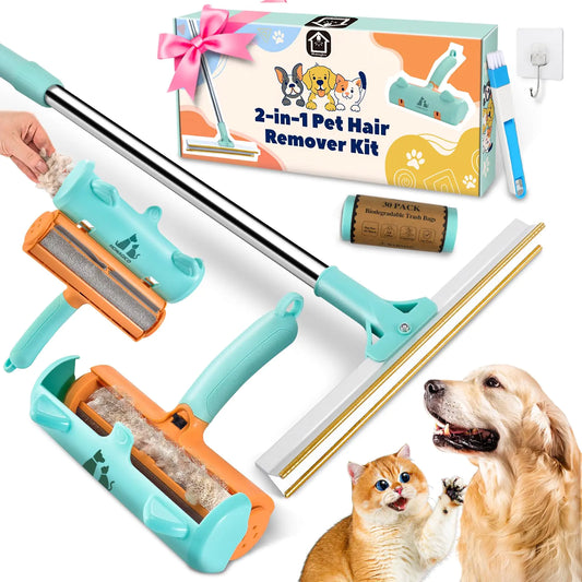 HOMAGICO 5-Piece Pet Hair Remover Set β Reusable Tools for Furniture, Carpet & More