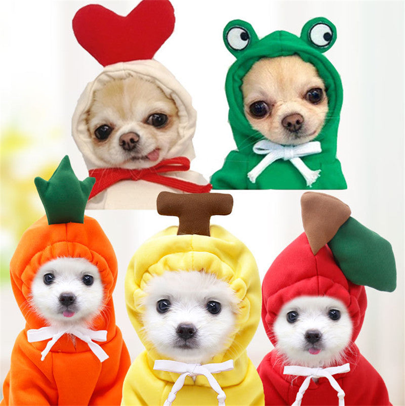 Cute Fruit Dog Hoodies – Winter Warm Fleece Outfits for Small Dogs & Cats!