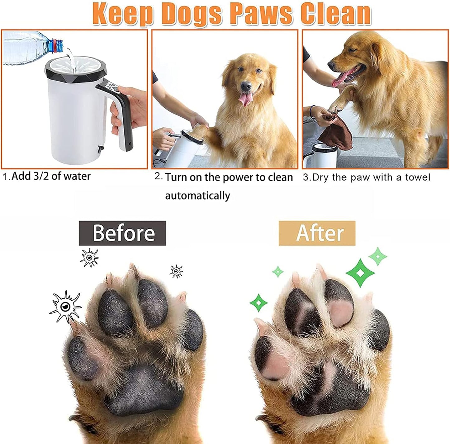 AutoClean Paws Washer with Soft Silicone Brush