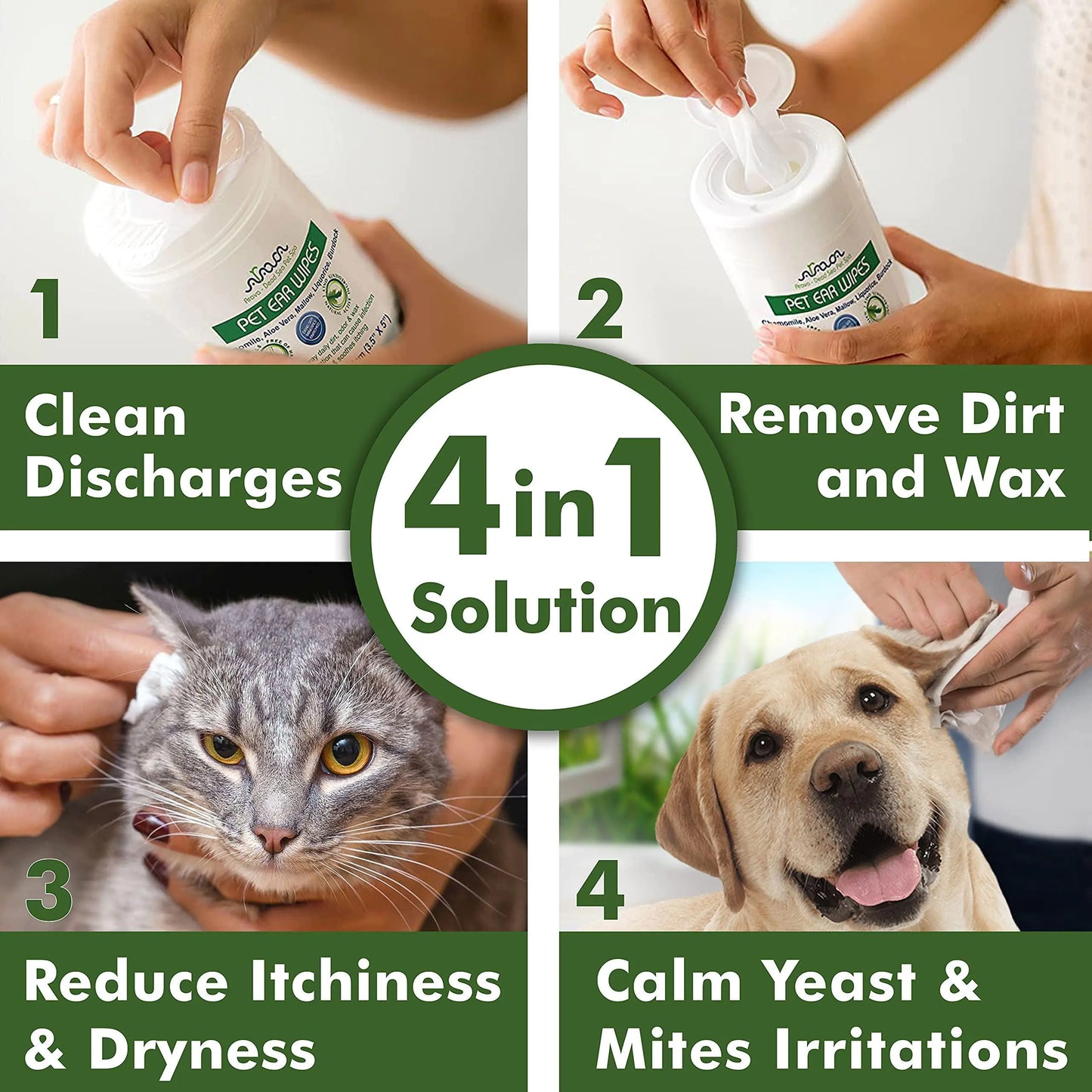 Pet Ear Cleaner Wipes – 100 Count for Dogs & Cats 🐶🐱
