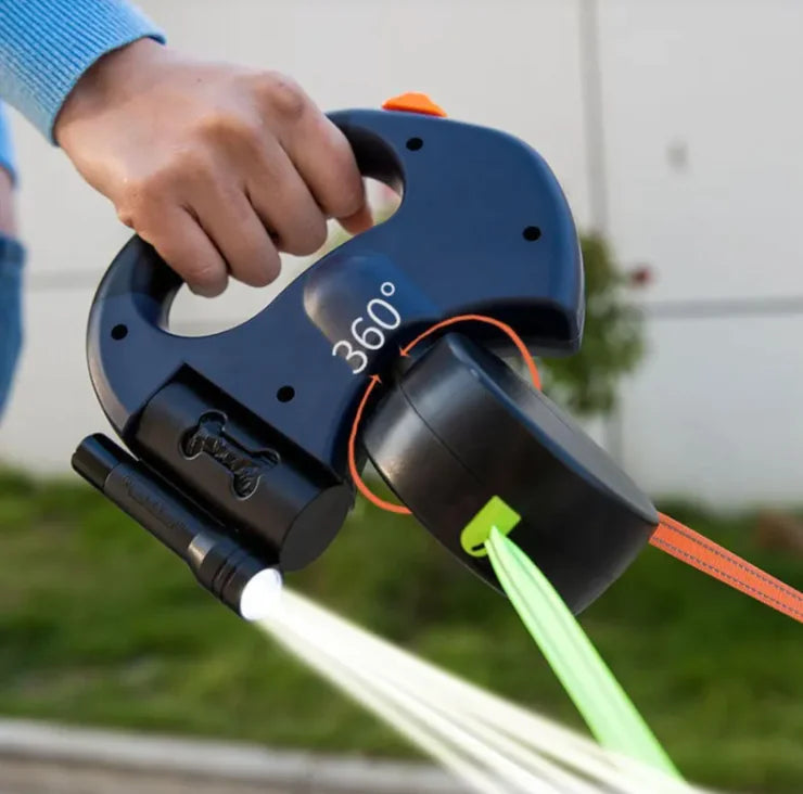 Dual Retractable Dog Leash – Tangle-Free Walks for Two Dogs!