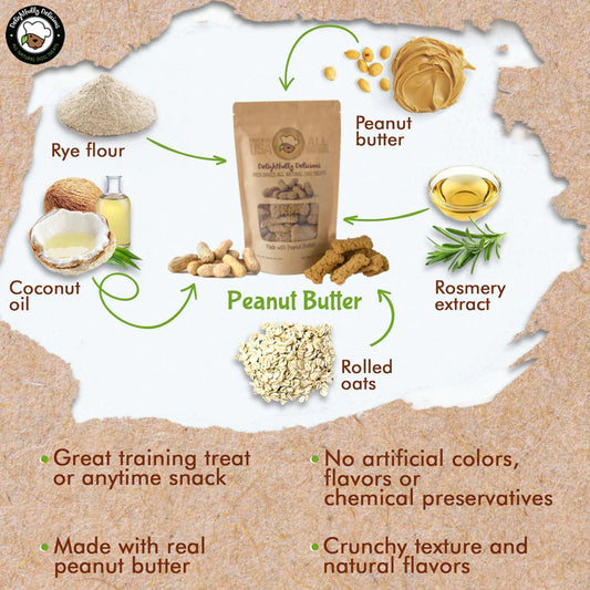 Delicious Peanuts  Dog Treats All Natural Oven Baked Biscuits