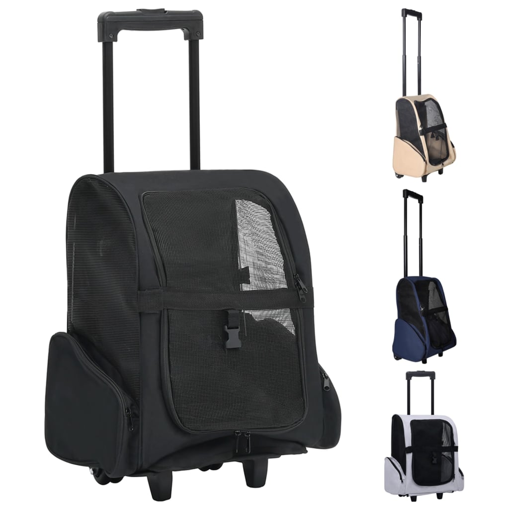vidaXL Pet Trolley Foldable Cat Dog Carrier Travel Stroller Crate Backpack-5