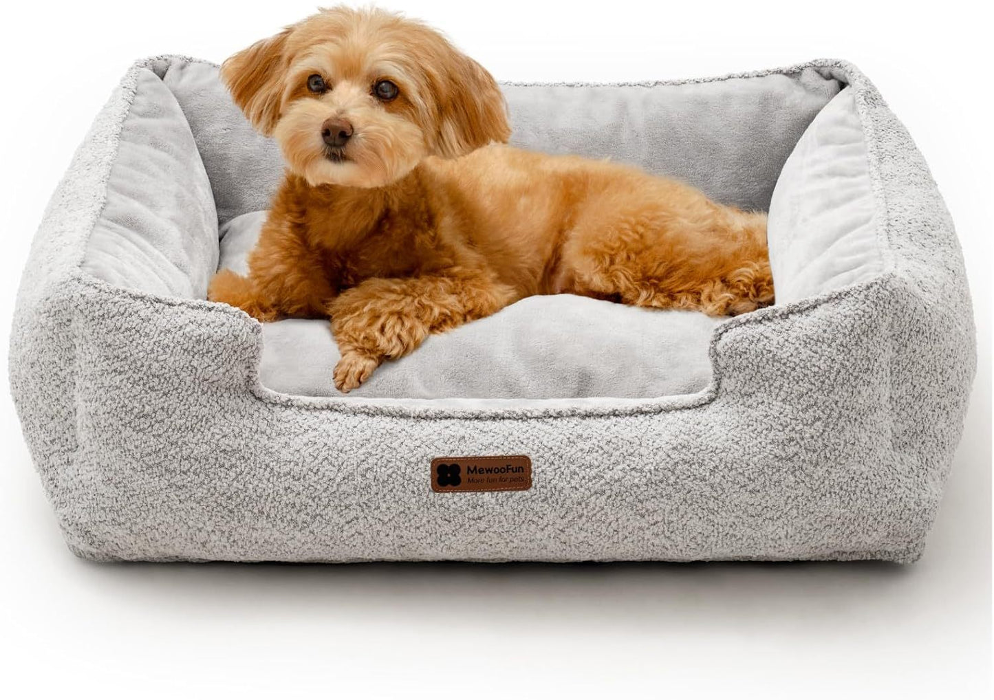 Calming Medium Dog Bed by MEWOOFUN – Washable, Warm Rectangle Pet Bed with Anti-Slip Bottom (31.5"x23.6"x9.5")