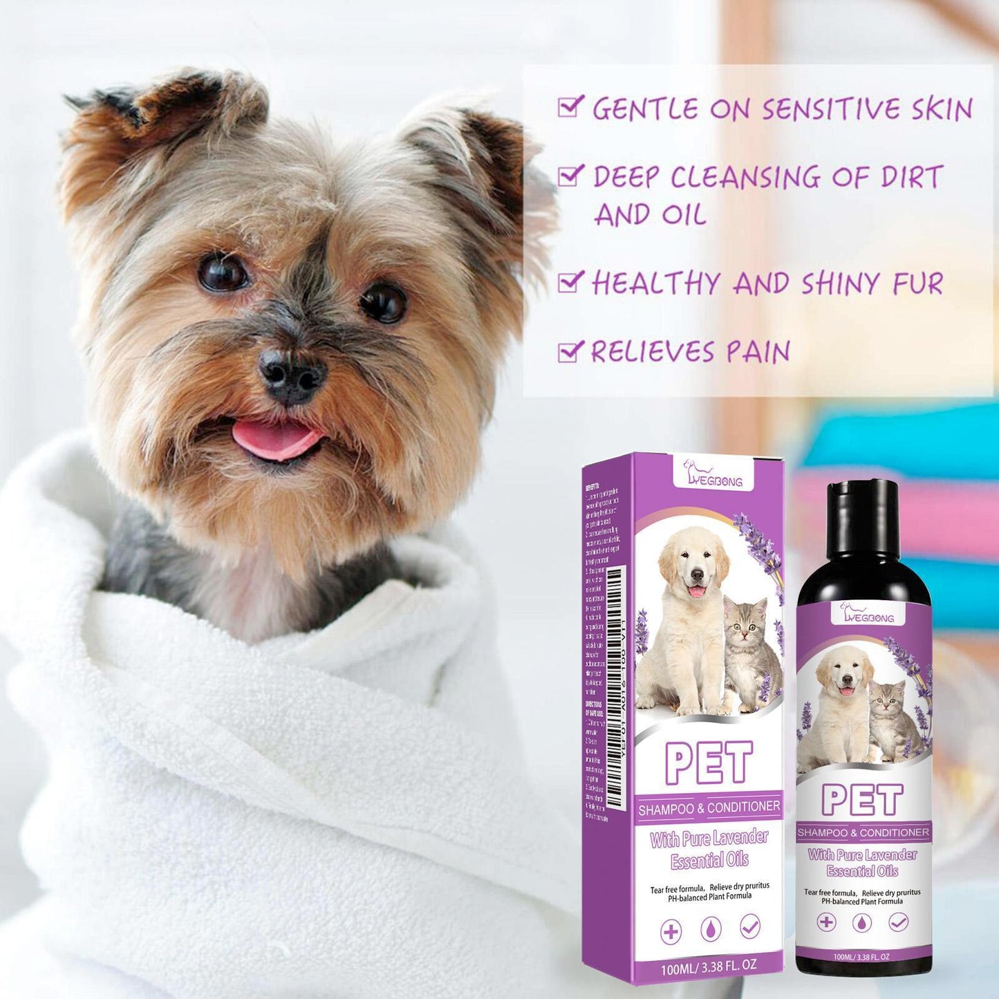 Yegebang Pet Shampoo And Shower Gel Relieves Itchy Skin And Leaves Hair Smooth And Untangled