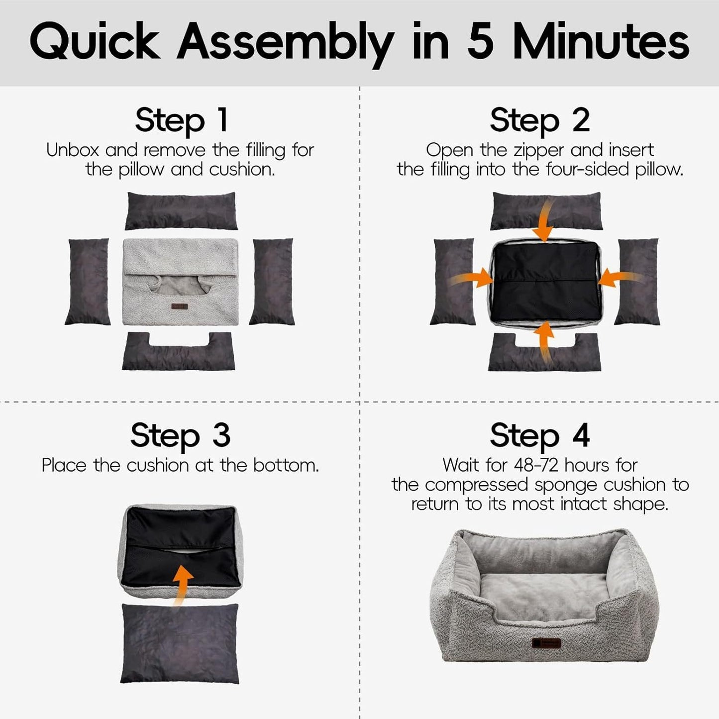 Calming Medium Dog Bed by MEWOOFUN – Washable, Warm Rectangle Pet Bed with Anti-Slip Bottom (31.5"x23.6"x9.5")