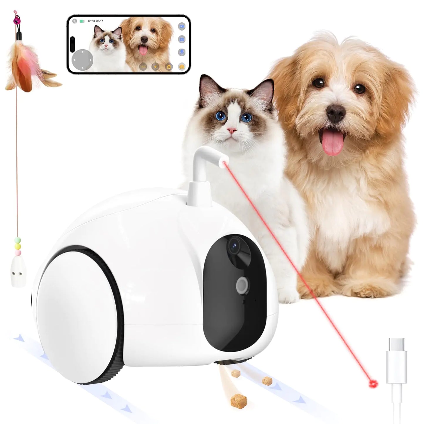 🐾 🤖 pumpkii Moving Pet Camera Robot with Treat Dispenser & Toys