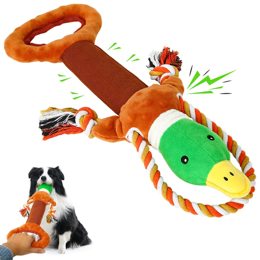IOKHEIRA Squeaky Duck Dog Toy – Plush Tug & Chew Toy for Medium/Large Dogs