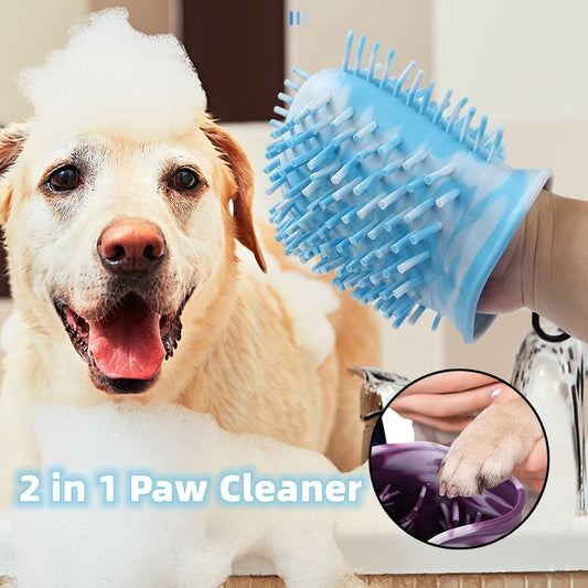 2-in-1 Dog Paw Cleaner Cup – Soft Rubber Pet Foot Washing Brush – Small & Large