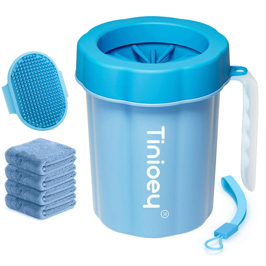 Portable Dog Paw Cleaner Cup – Medium with Handle + 4 Towels