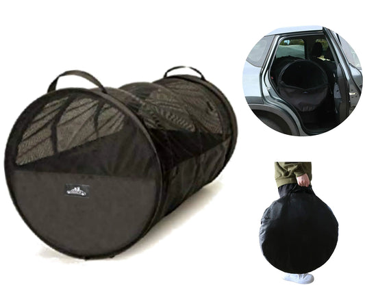 Pet Travel Tube – Soft Mesh Car Crate & Containment Barrier for Dogs & Cats – One Large Size Fits All