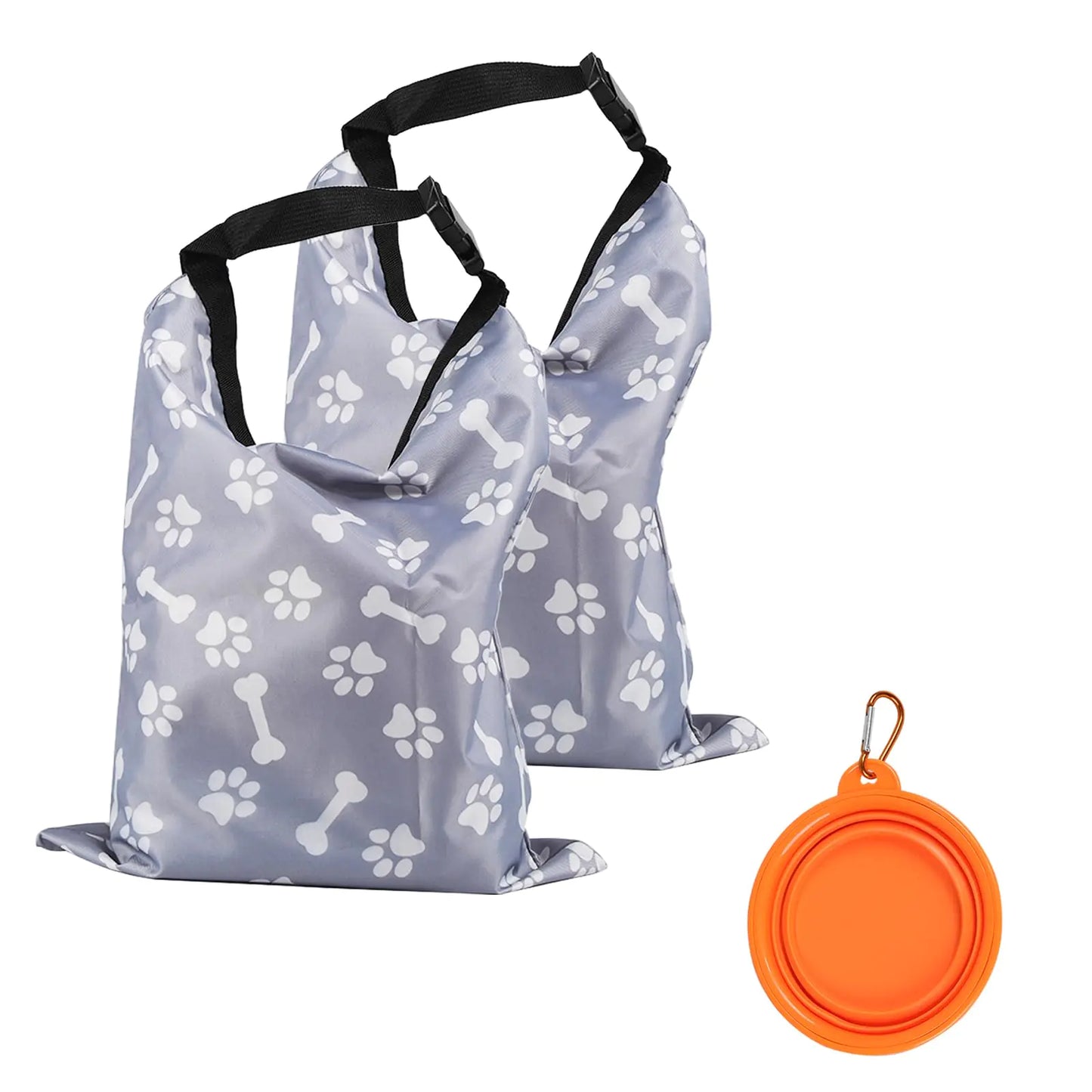 2-Pack Dog Travel Bag & Food Container with Bowls – Pet Camping Set